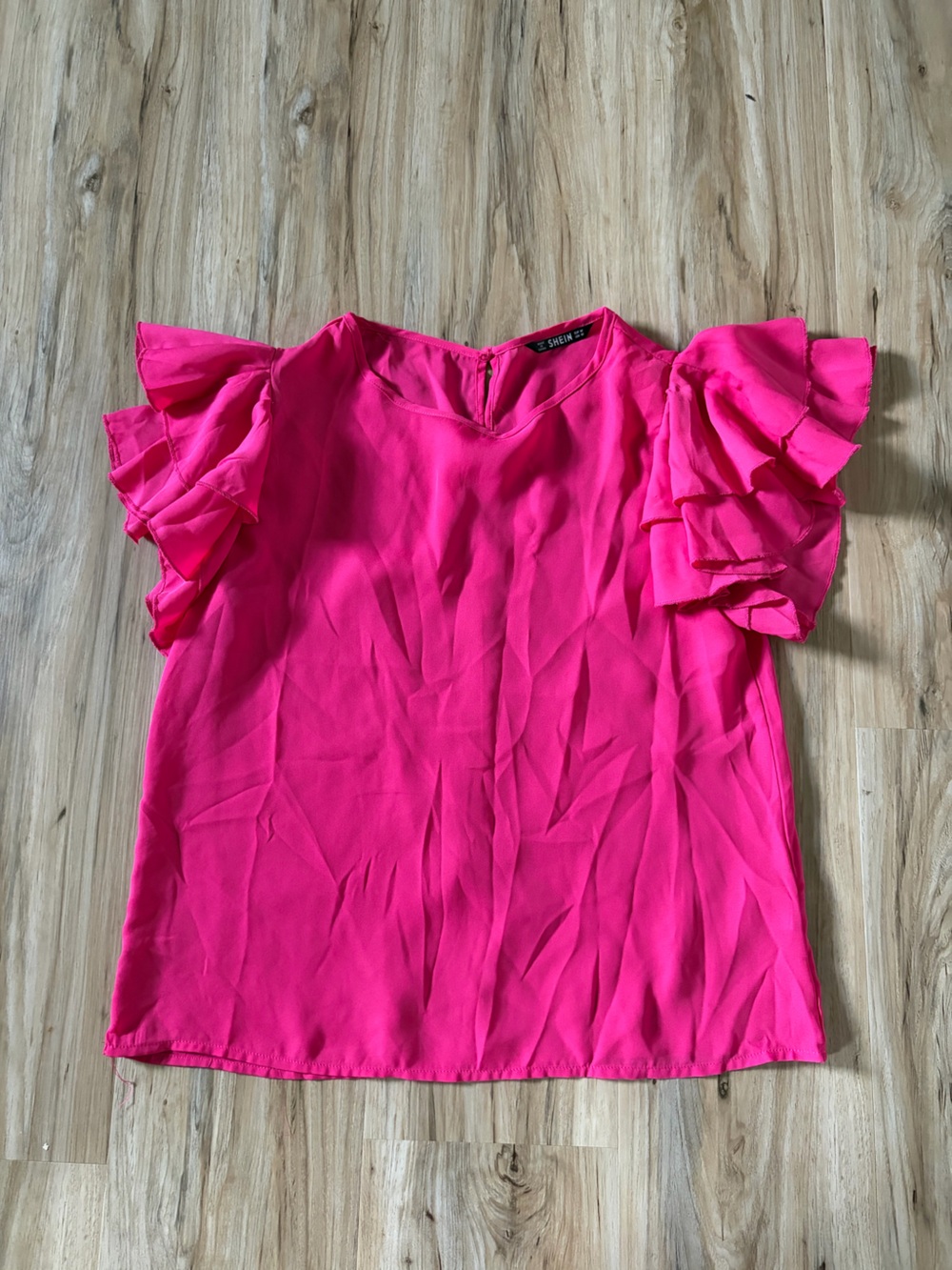 Vibrant Fuchsia Ruffle Sleeve Blouse